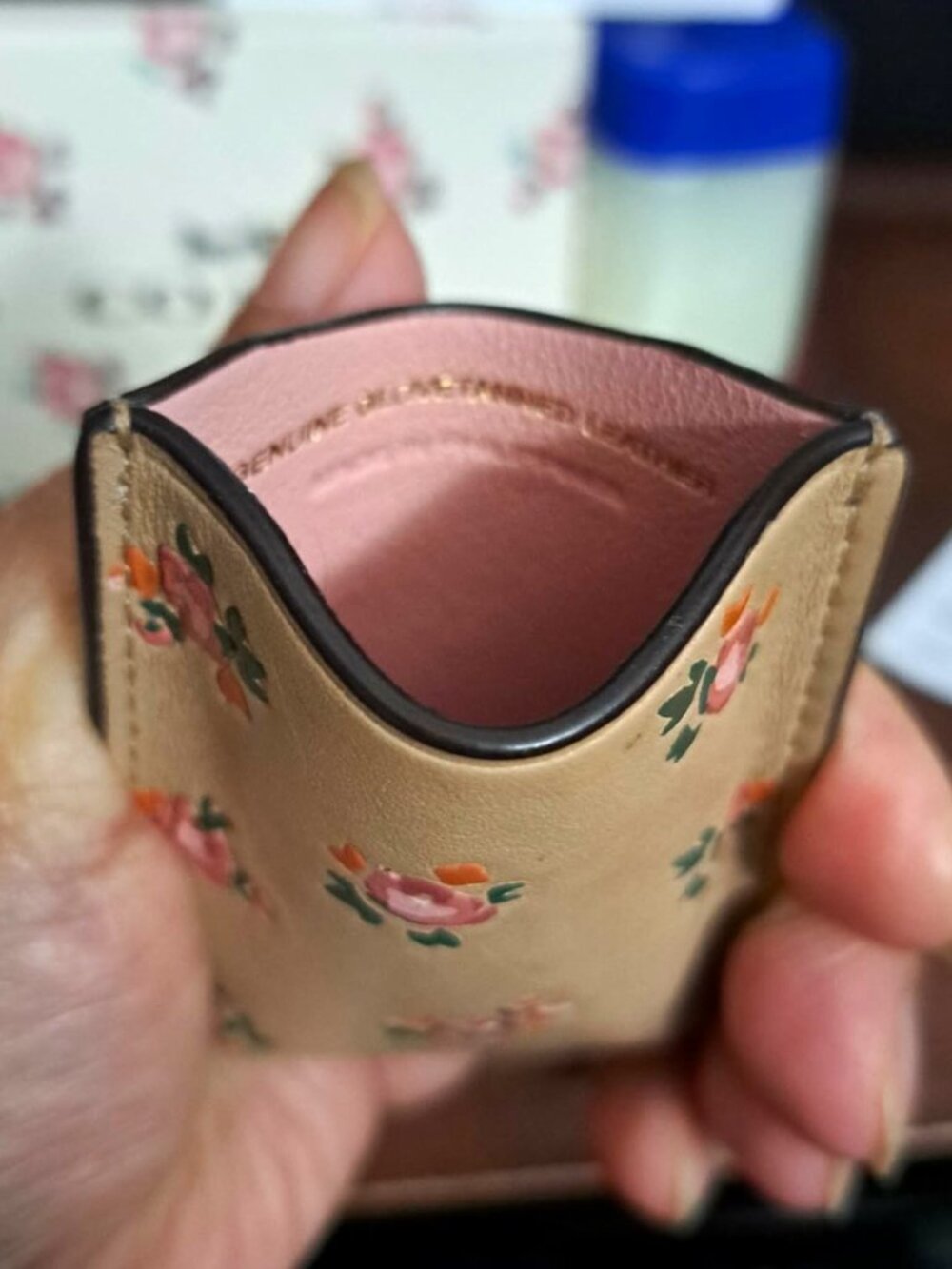 New COACH Floral Bloom Phone Pocket Sticker Polished Pebble Leather Card Holder - Picture 4 of 8